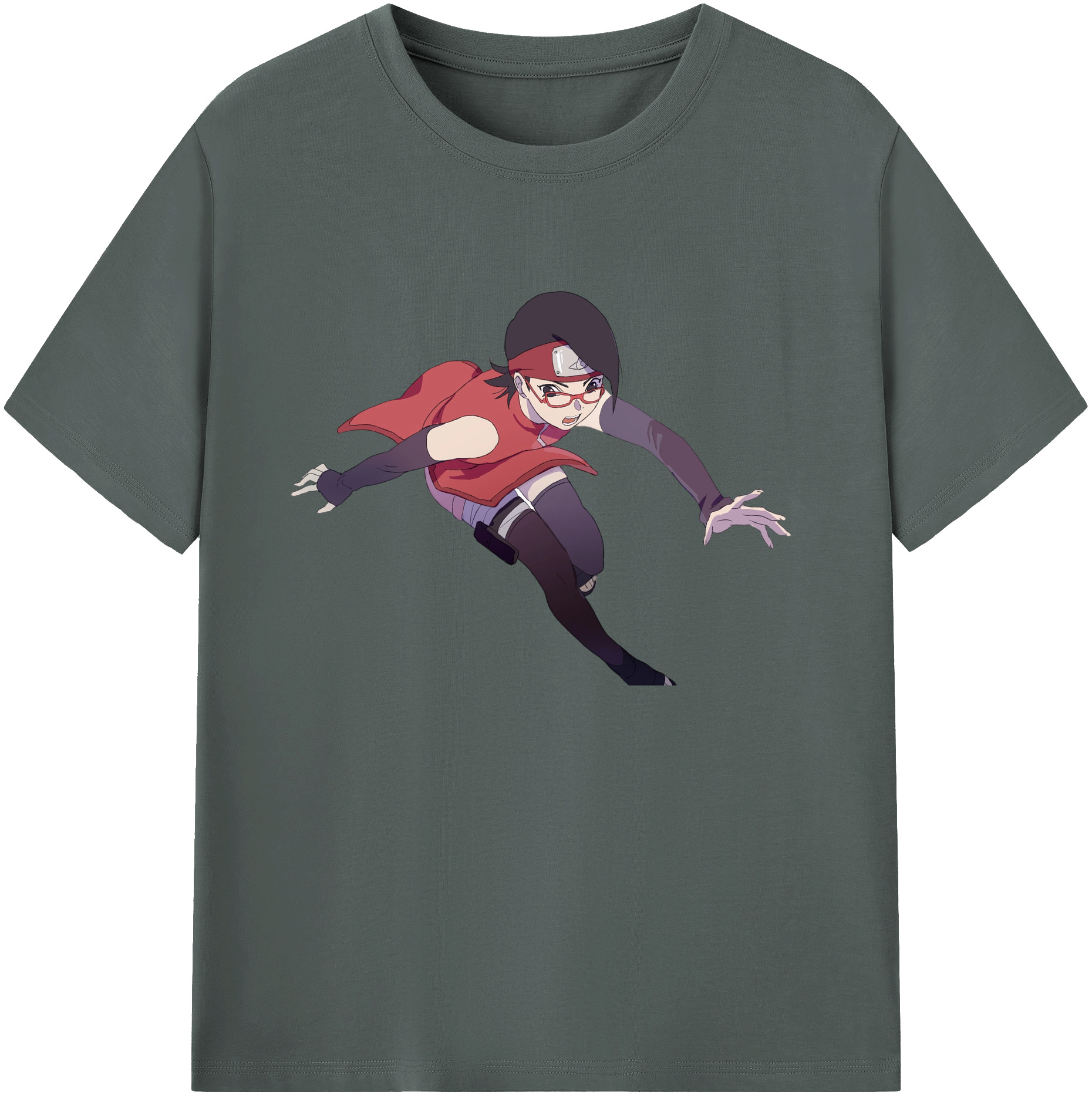 （画像用） NARUTO -ナルト- うちは サラダ Uchiha Sarada 綿100％ メンズ半袖Tシャツ｜肌触りやわらか＆通気性